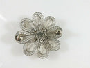 Unusual Lovely 800 Silver Filigree Flower Brooch with Butterfly in the Center