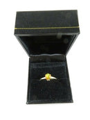 Vintage 14K Gold Fire Opal Solitaire Ring with Translucent Orange Cabochon Size 4.75