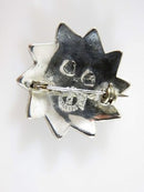 1" Vintage Abalone Inlaid Sterling Silver Scarf Collar Pin Wheel Flower Sun Burs