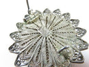 Old Sterling Silver Fancy Filigree Flower Brooch 1 1/2"