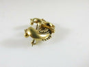 Antique Victorian 18K Gold Etruscan Revival Crescent Brooch with Dangles Circa 1860s