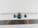 c1940 Reverse Painted Morpho Butterfly Bubble Drop Pendant Necklace 15 3/4"