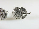 Theda Sterling Silver Catholic Rose Brooch Spin Back Earrings Marcasite Accented