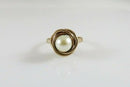 Antique 14K Gold & 6.8mm Solitaire Pearl Wedding Ring Women's Size 7