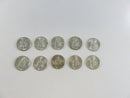 Lot of 10 US Roosevelt Silver Dimes 90% Silver Mixed Mints 90% silver dimes US silver coins mixed mint marks US dimes