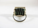 Beautiful Symmetrical Artisan Jade & Onyx Sterling Silver Rings Size 7.25