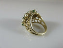 14K Gold Emerald & Cultured Pearl Mid-Century Cluster Ring Size 6