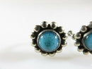 Vintage Southwestern Blue Glass Sterling Flower Screwback Earrings Taxco Style