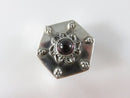 Vintage Sterling Cabochon Garnet Topped Octagon Snuff Box, Stash Box, Pill Box