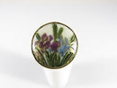 Antique Style Japanese Satsuma Iris Flower Ring Gilt Sterling Size 6.5