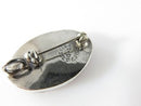Vintage Pressed Flower Pendant Brooch Red in Red Oval Sterling Silver T-O Signed