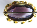 Art Nouveau Style 10K Seed Pearl Wrapped Purple Glass Brooch Pin by Marathon