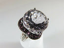 14K White Gold ATR Rose Quartz Ring w/ Tourmalines & Diamonds Size 7