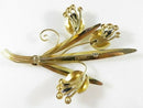 Vintage Gold Vermeil Sterling Silver Black & White Spray Brooch 3 3/4 x 2 3/4