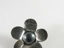 Vintage Designer Flower & Hematite Ball Center Sterling Silver Pendant 7/8"