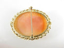 14K Gold Shell Cameo Right-Facing Portrait Brooch Pendant, 7.3 g, Mid-Century