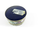 Cloisonne Brass & Enamel Floral Trinket Snuff Box Black White Pink Green Hinged