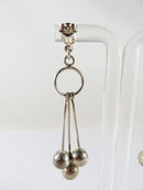 Artisan Modernist Ball & Rod Dangling Earring Set Hand Worked  Sterling Silver P