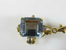 18K Yellow Gold Arts & Crafts Pendant with Emerald Cut Aqua Blue Spinel