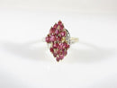 Vintage Samuel Aaron THL 10K Yellow White Gold Lab Created Pink Sapphire Marquise Cluster Cocktail Ring 6.75