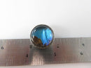 Unusual Antique Blue Morpho Butterfly Wing Brooch 925 Bubble Glass Brooch