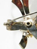 Large Vintage Sterling Silver Vermeil Floral Bow Brooch Pin 2 1/4" c1940 Patriot