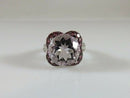 14K White Gold ATR Rose Quartz Ring w/ Tourmalines & Diamonds Size 7