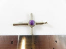 Vintage Southwestern Cabochon Purple Stone Wire Wrapped Sterling Silver Cross