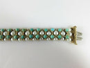 Beautiful 83 Pearl 52 Turquoise 7" TL Bracelet 14K Yellow Gold Setting 33.4 Gram