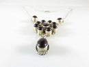 Round & Oval Natural Garnets Necklace Beautiful Artisan Edwardian Inspired 18"