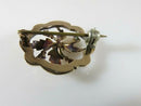 Edwardian 10K Gold Seed Pearl Openwork Brooch / Lapel Pin