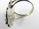 Old Pawn Navajo Double Turquoise Scrolling Feather Finger Ring Size 8.75