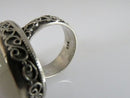 Fancy Setting Sterling Silver Cabochon Milky Moonstone Glass Ring Size  5.25