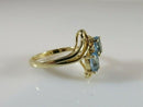 14K Yellow Gold Ring Sz 6.75 Blue Topaz (Origin Unknown) with Diamond Accent