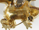Vintage Sparkling Roman Tree Frog Brooch with Rhinestones and Enamel 1 3/4" Wide