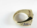 Masonic Ring 10K Gold Diamond Art Deco, Black, Blue Enamel, Old Mine Cut