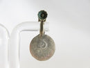 Figural Palm Leaf Disc Abalone & Sterling Taxco Mexico VKE Silver Screw Back Earrings