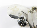 Fetching Modernist Swirling Silver & Onyx Brooch Pendant Taxco TC Conjoined Old