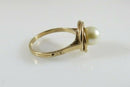 Antique 14K Gold & 6.8mm Solitaire Pearl Wedding Ring Women's Size 7