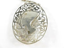 Egyptian Revival Silver Nefertiti Plaque Pendant Necklace with Sarcophagus Link Chain, Large 3.5" Restoration