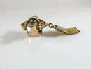 Victorian 10K Yellow Gold Pendant Slide with Seed Pearls & Black Enamel Dangle Design