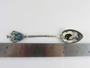 800 Silver Hand Painted Enamel Portrait Queen Wilhelmina Netherlands Spoon 5"