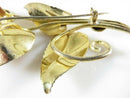Unsigned Large Sterling Silver Gold Vermeil Pink Stone Floral Brooch