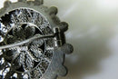 Antique Cabochon Orange Coral Gems Filigree Brooch Beautiful 800 Silver