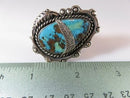Huge Beautiful Turquoise & Sterling Silver Ring Unisex Statement Ring Size 8.5