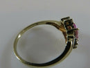 10K Yellow Gold Ring Size 5.75 with Lab Created Pink Sapphire and Cubic Zirconia Accents