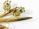 Vintage Gold Vermeil Sterling Silver Black & White Spray Brooch 3 3/4 x 2 3/4