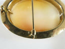10K Etched Gold Shell Cameo Brooch Pendant (Repair Needed)