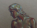 Art Nouveau Sketch of Woman by Dickie, Pastel Colored Artist Original on Paper
