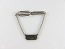 Vintage Swank Sterling Silver Tie Bar Clamp With Dangling Plaque for a Monogram
